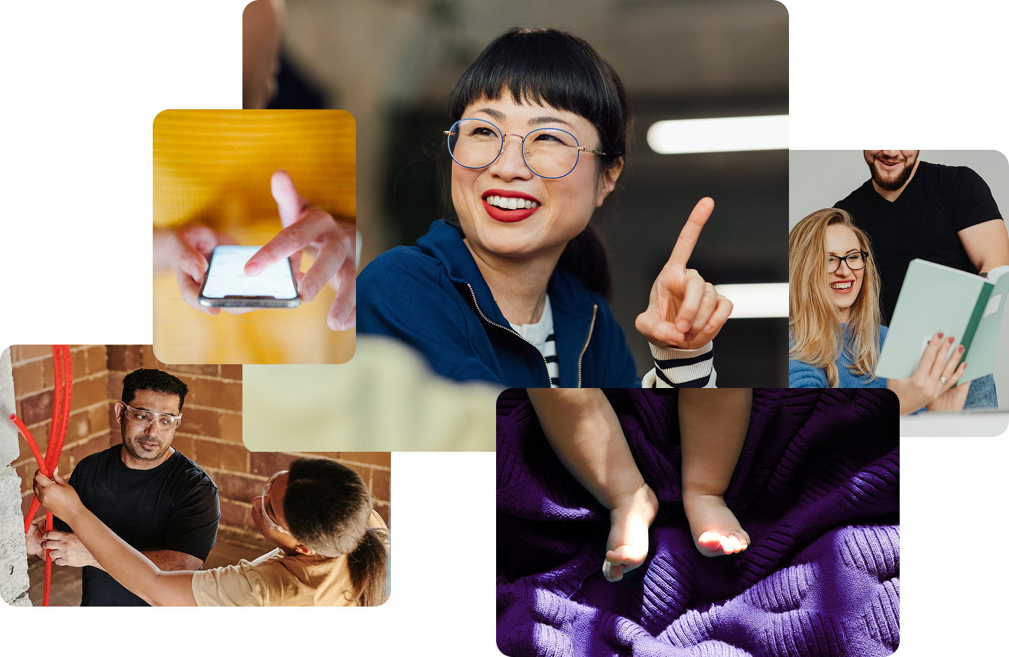 Employees supported by Peppy, with family health and wellbeing and people at work imagery Employees supported by Peppy, with family health and wellbeing and people at work imagery