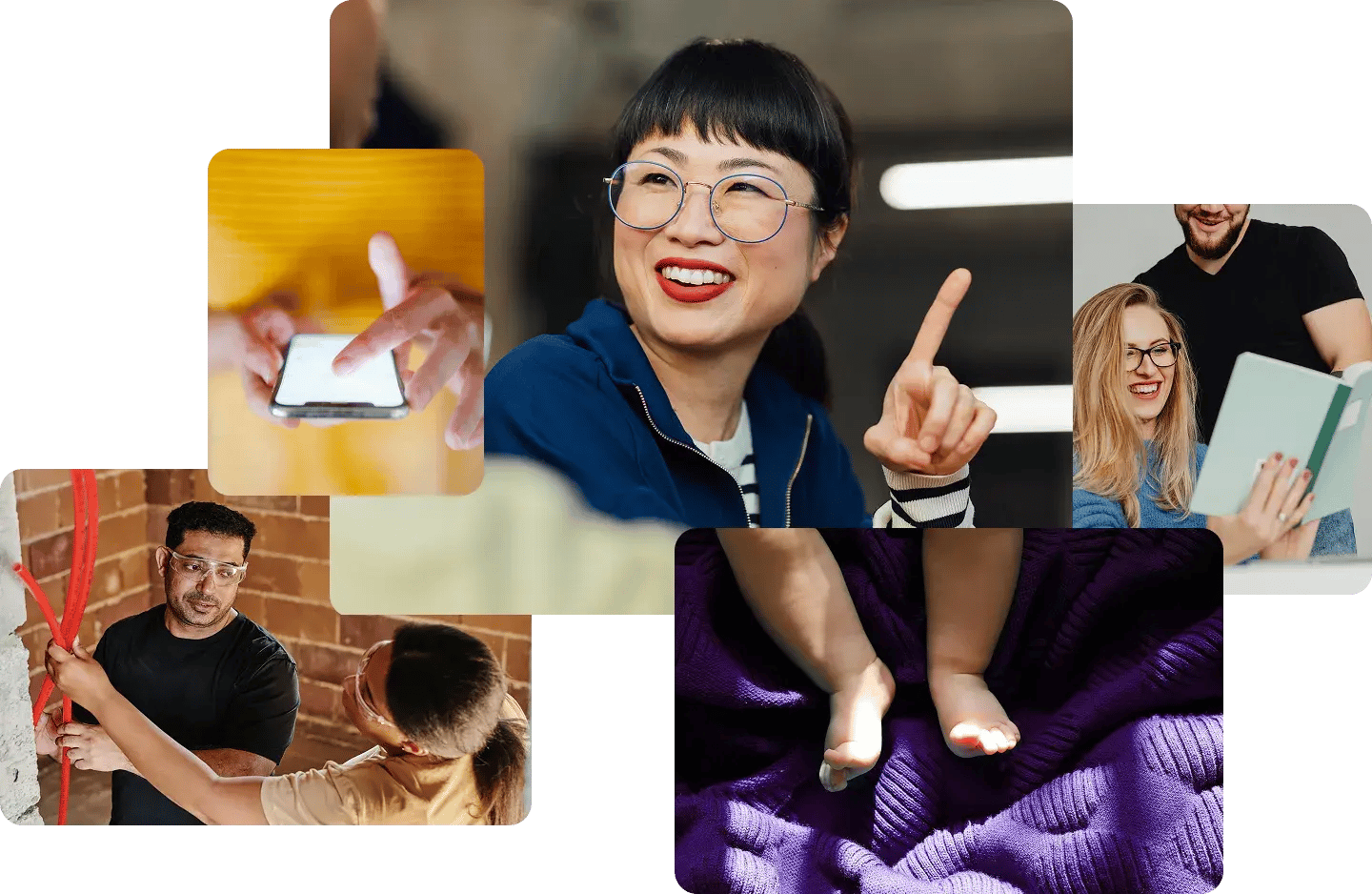 Employees supported by Peppy, with family health and wellbeing and people at work imagery