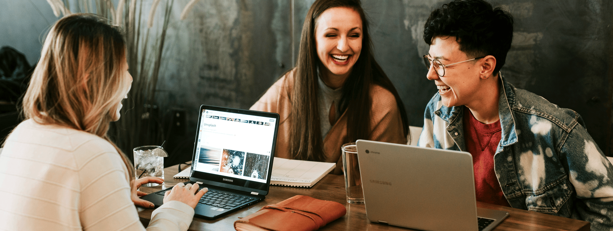 Colleagues working together in a modern office environment