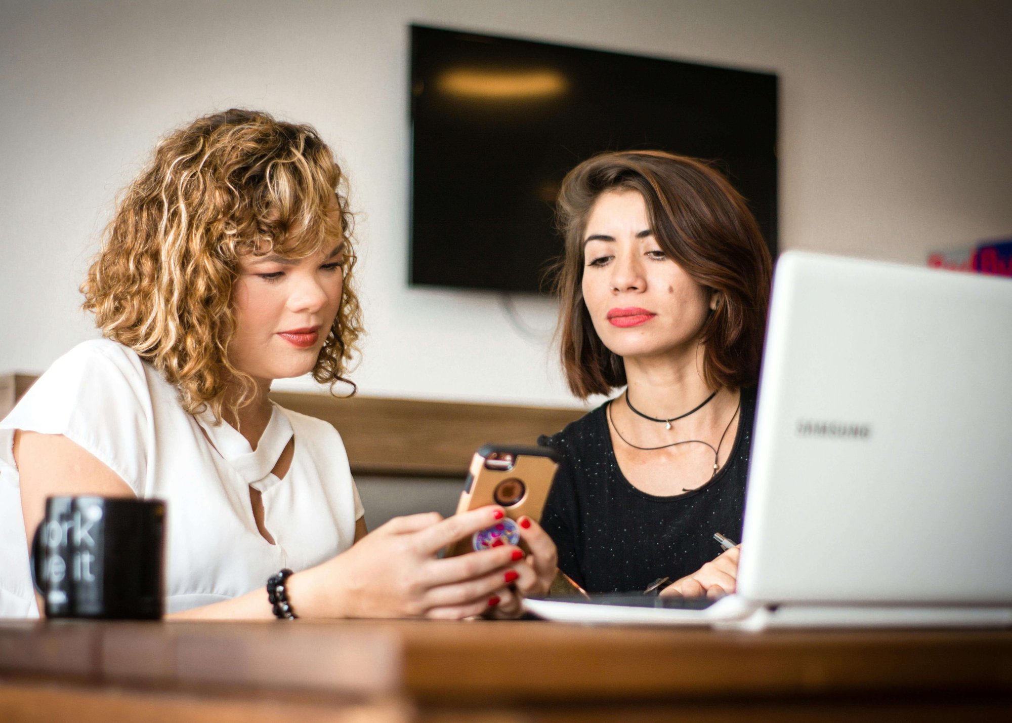 People collaborating in a modern workplace environment